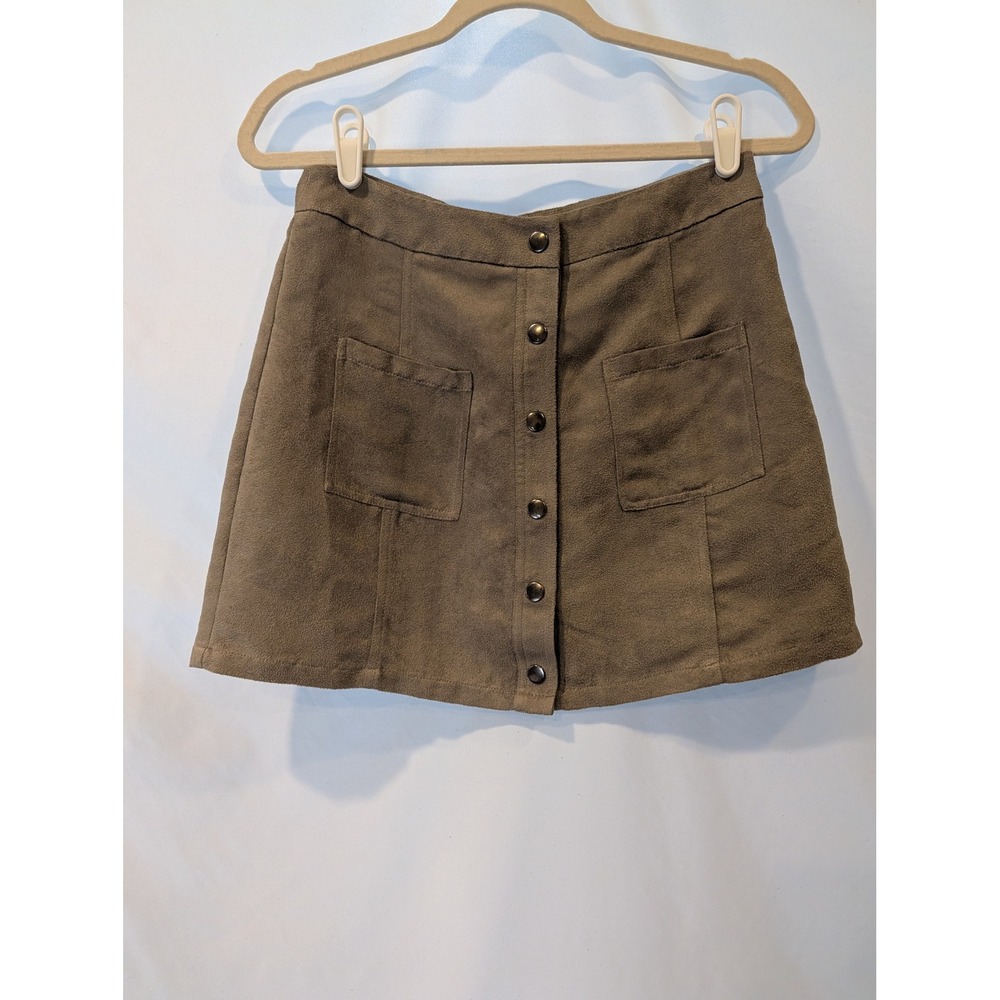 Jack by BB Dakota Faux Suede Button Front Mini Skirt Taupe Brown Size 0 JG49153